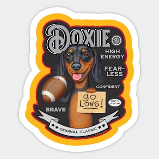 Cute Funny Doxie Dachshund Holding Dog Football Sticker